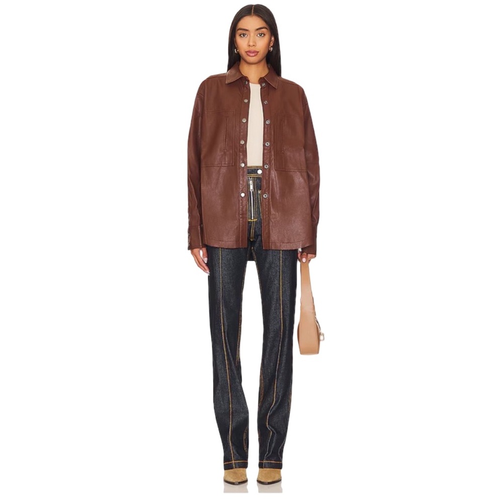 Women's Brown Leather Jacket - Picture 8 of 8